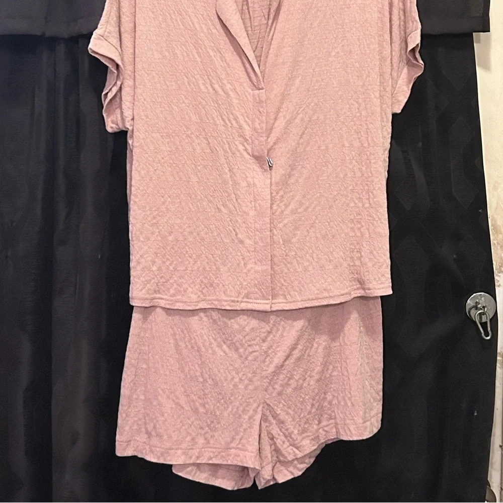 DANSKIN 2pc Knitted Gauze Ashen Pink Pajama Set Womens Size Large NWTS